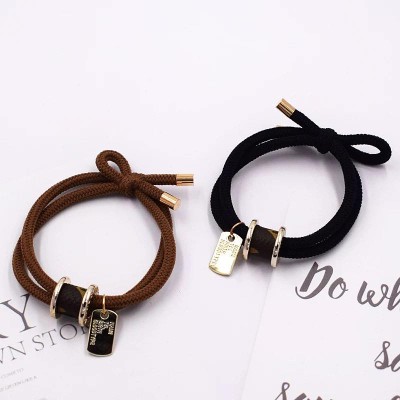 Double-layer alloy letter hair tie